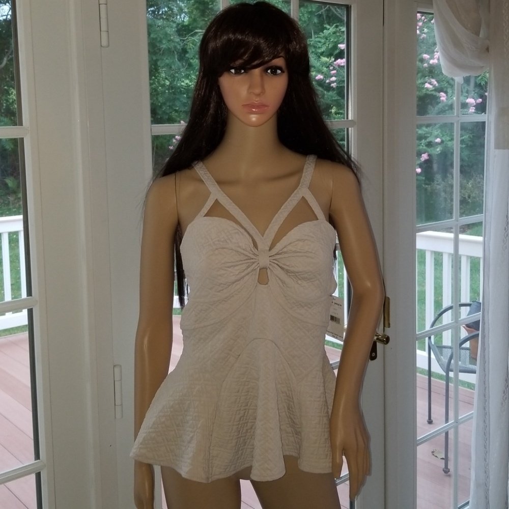 FREE PEOPLE TAN TUNIC TOP M NWT